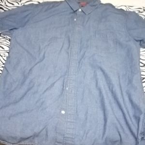 Denim look short sleeved young men's shirt